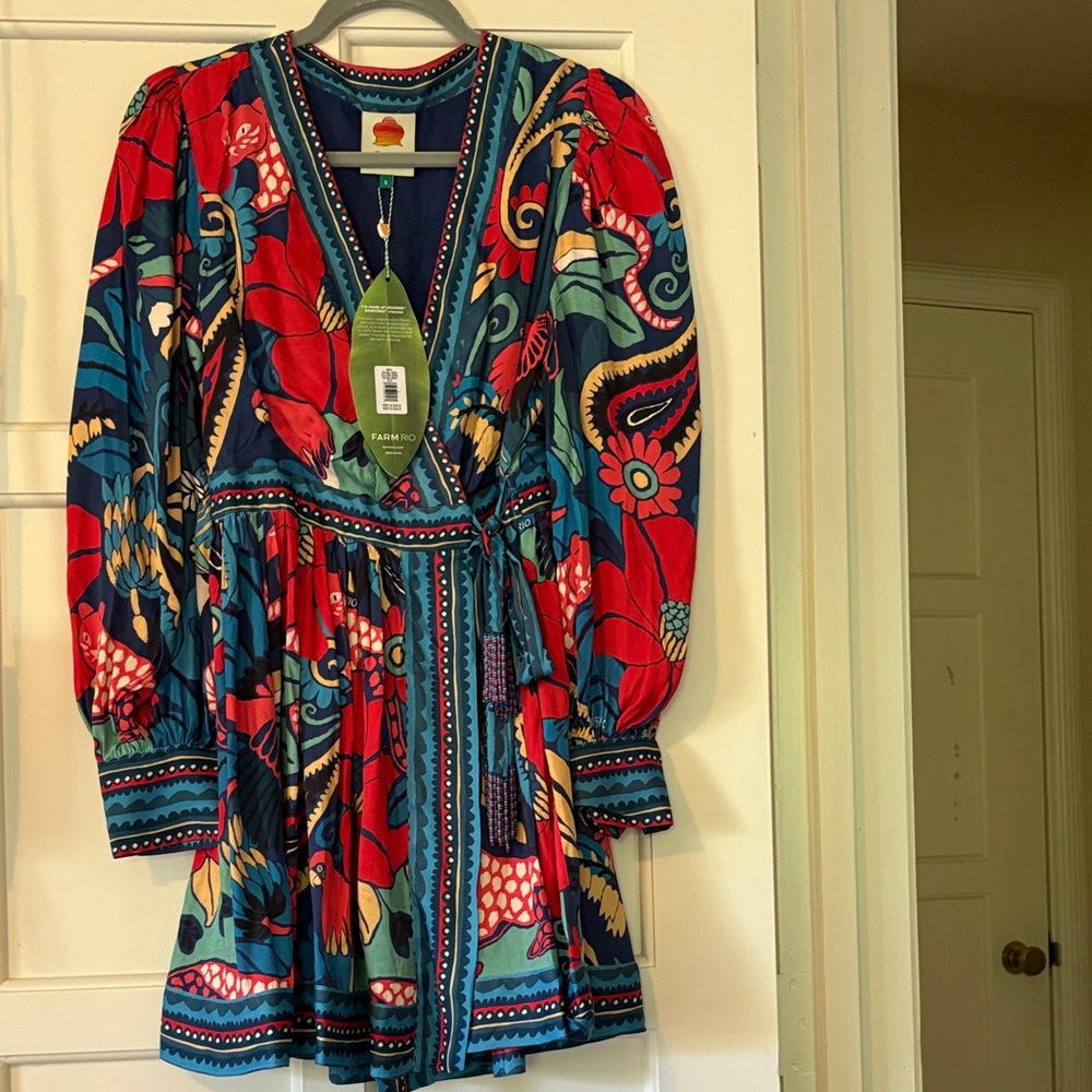 FARM Rio Vibrant Floral Long Sleeve Dress